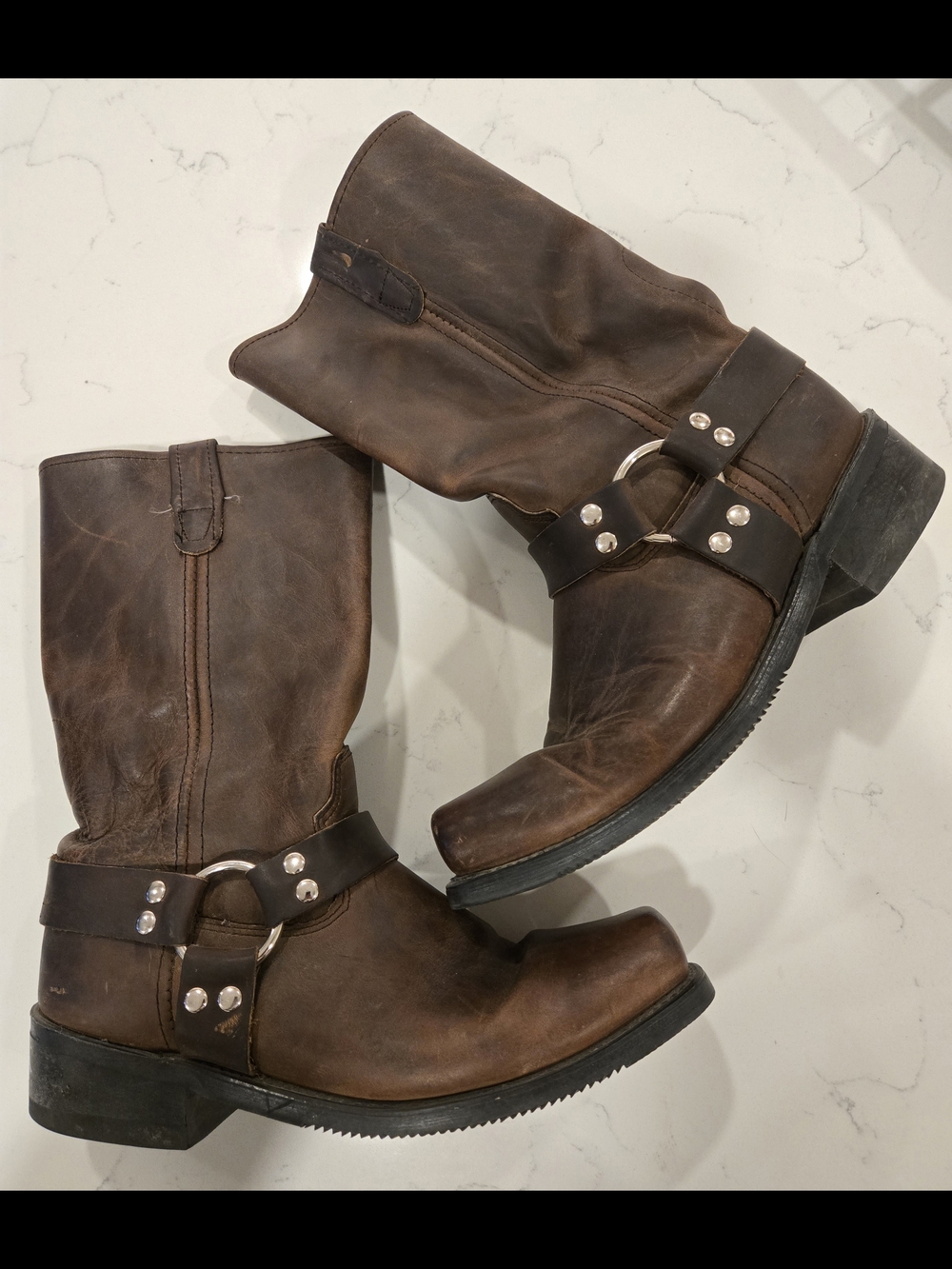 Brown Leather Harness Boots
